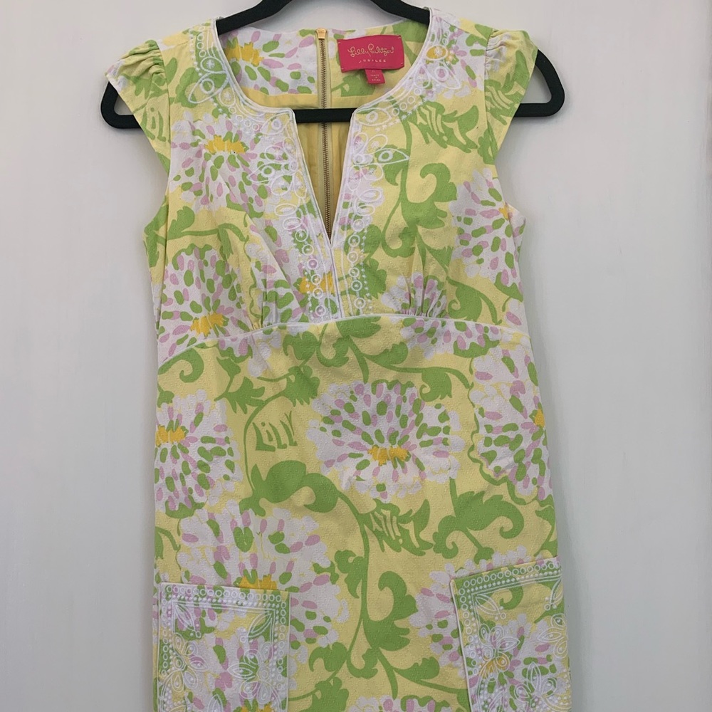 Lilly Pulitzer yellow patterned dress